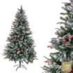 Árbol de navidad artificial nevado con piñas y acebo de 690 ramas Ø110 x 180 cm