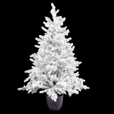 Árbol de navidad artificial nevado en maceta con piñas y 194 ramas Ø80 x 120 cm