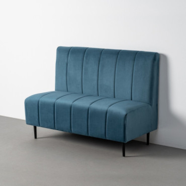 Banco de hostelería de terciopelo azul y metal 120 x 90 x 62 cm