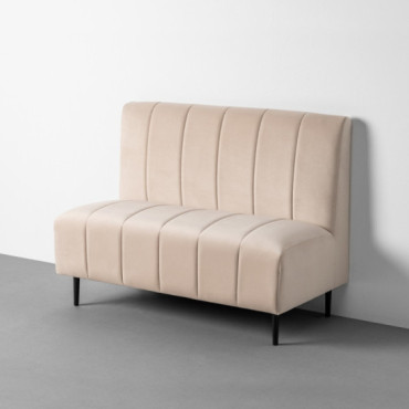 Banco de hostelería de terciopelo beige y metal 120 x 90 x 62 cm