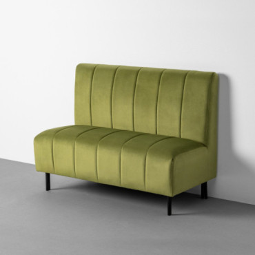 Banco de hostelería de terciopelo verde y metal 120 x 90 x 62 cm