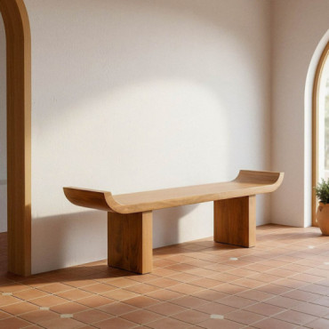 Banco de madera de mango natural 160 x 49 x 35 cm