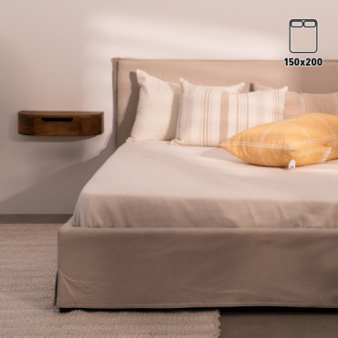 Cama canapé abatible tapizada beige 166 x 96 x 215 cm