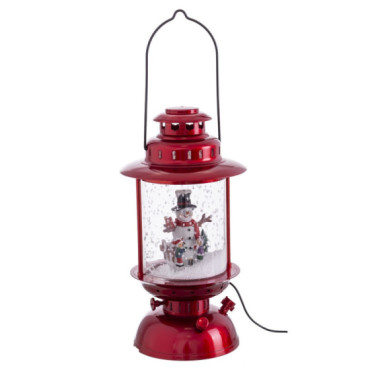 Farol navideño con efecto nieve y luz 15 x 35 x 15 cm