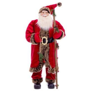 Figura decorativa textil de Papá Noel con bastón 120 cm