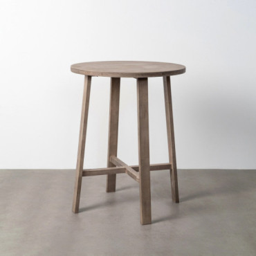Mesa alta redonda de madera natural 102 cm