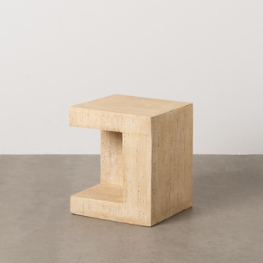 Mesa auxiliar cúbica de magnesio beige con hueco 38,5 x 46 x 38,5 cm