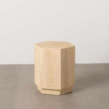 Mesa auxiliar hexagonal de magnesio beige 41,5 x 46,5 x 36,5 cm