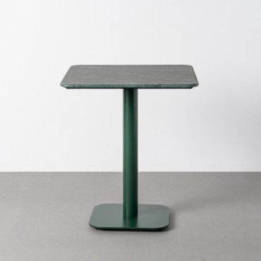 Mesa comedor cuadrada verde piedra natural-metal 65 x 75 x 65 cm