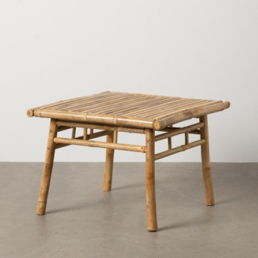 Mesa de centro cuadrada fija de bambú 65 x 46 x 65 cm