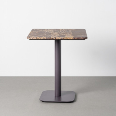 Mesa de comedor cuadrada fija de mármol burdeos y metal 65 x 75 x 65 cm