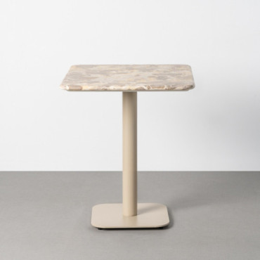Mesa de comedor cuadrada fija de mármol y metal 65 x 75 x 65 cm