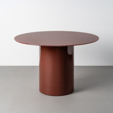 Mesa de comedor redonda cristal color caldera 76 cm