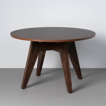 Mesa de comedor redonda en madera marrón oscuro 75 cm