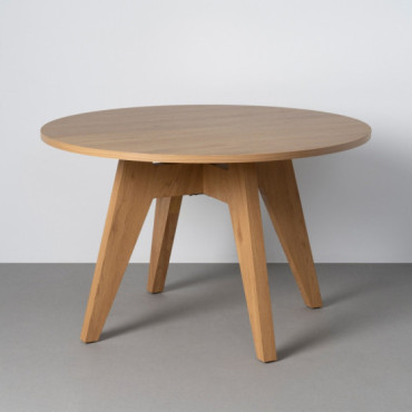 Mesa de comedor redonda en madera natural 75 cm