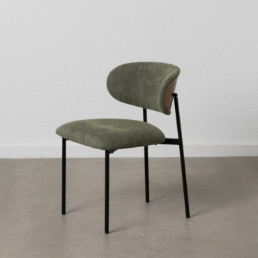 Silla de comedor de uso profesional tapizada en tejido verde y metal 50 x 73,5 x 54 cm