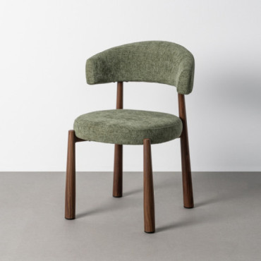 Silla de comedor de uso profesional tapizada en tejido verde y metal 56 x 81 x 54 cm