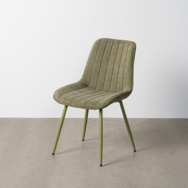 Silla de comedor de uso profesional tapizada en tejido verde y metal acolchada 50 x 85 x 60 cm