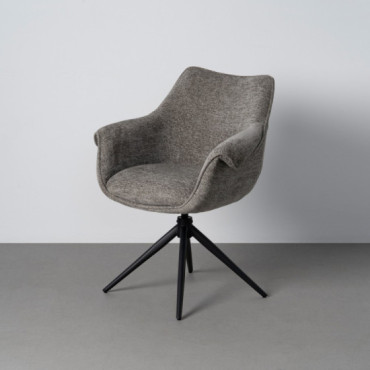Silla de comedor giratoria 360° de uso profesional con muelles tapizada en tejido gris 66 x 86 x 60 cm