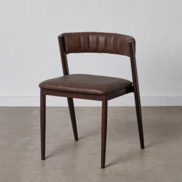 Silla de comedor tapizada en polipiel marrón y metal 51 x 72 x 55 cm