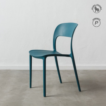 Silla de exterior apilable de polipropileno azul 43 x 83,2 x 43 cm