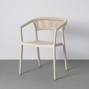 Silla de exterior apilable de polipropileno y cuerda arena 56 x 76 x 52 cm