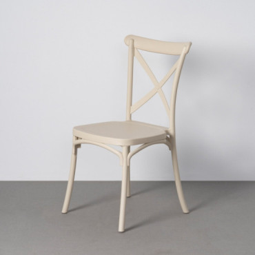 Silla de exterior apilable de uso profesional de polipropileno crema 53 x 88 x 43 cm