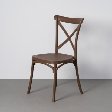 Silla de exterior apilable de uso profesional de polipropileno marrón 53 x 88 x 43 cm