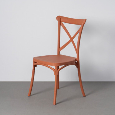 Silla de exterior apilable de uso profesional de polipropileno teja 53 x 88 x 43 cm