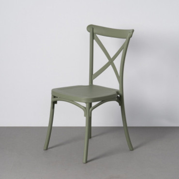 Silla de exterior apilable de uso profesional de polipropileno verde 53 x 88 x 43 cm