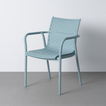 Silla de exterior apilable de uso profesional de polipropileno y fibra de vidrio azul 61,5 x 83 x 59 cm