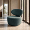 Sillón bajo sin brazos en tejido verde azulado y madera contrachapada 77 x 79 x 73 cm