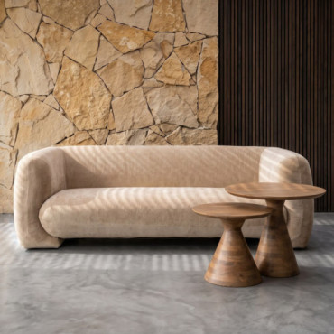 Sofá 3 plazas tapizado en chenilla beige 226 x 73 x 94 cm
