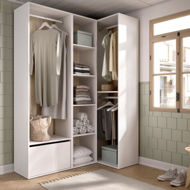 Vestidor de rincón Suit - Blanco - Natural 144,5 x 205 x 84,5 cm