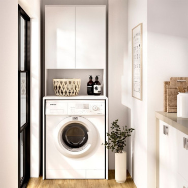 Módulo de lavadero Fit para lavadora o secadora con altillo blanco 63,3 x 190 x 62 cm