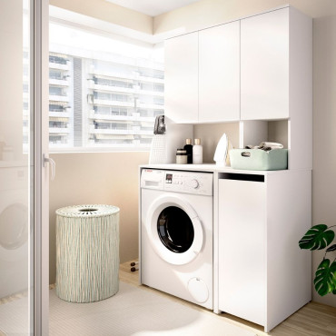 Conjunto de lavadero compacto Fit para lavadora y columna auxiliar blanco 95 x 190 x 62 cm