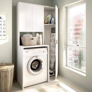 Conjunto de lavadero Fit para lavadora con altillo y armario alto blanco 102,3 x 190 x 62 cm