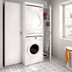 Conjunto de lavadero Fit columna lavadora secadora y dos armarios altos blanco 141,3 x 190 x 62 cm