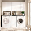 Conjunto de lavadero doble Fit para lavadora y secadora con columna central blanco 158,3 x 190 x 62 cm