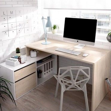 Escritorio Multiposición ROX - Colección Rox - Blanco - Natural 139 x 75 x 92 cm