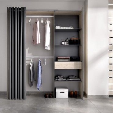 Armario vestidor Suit Natural con cortina y un cajón