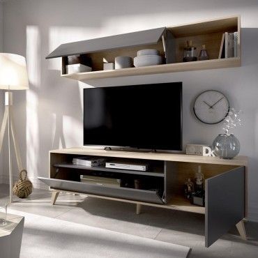 Mueble de salón compacto Bonn Natural - Grafito