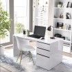 Mesa de estudio con cajones y puerta SHIRO - Blanco 138 x 75 x 60 cm