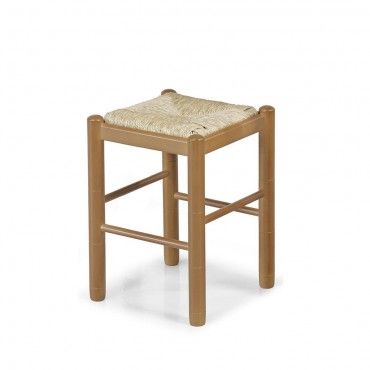 Taburete de madera clásico Mónica cerezo, anea