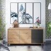 Aparador de salón Brooklyn roble Nodi - Antracita 154 x 74 x 41 cm